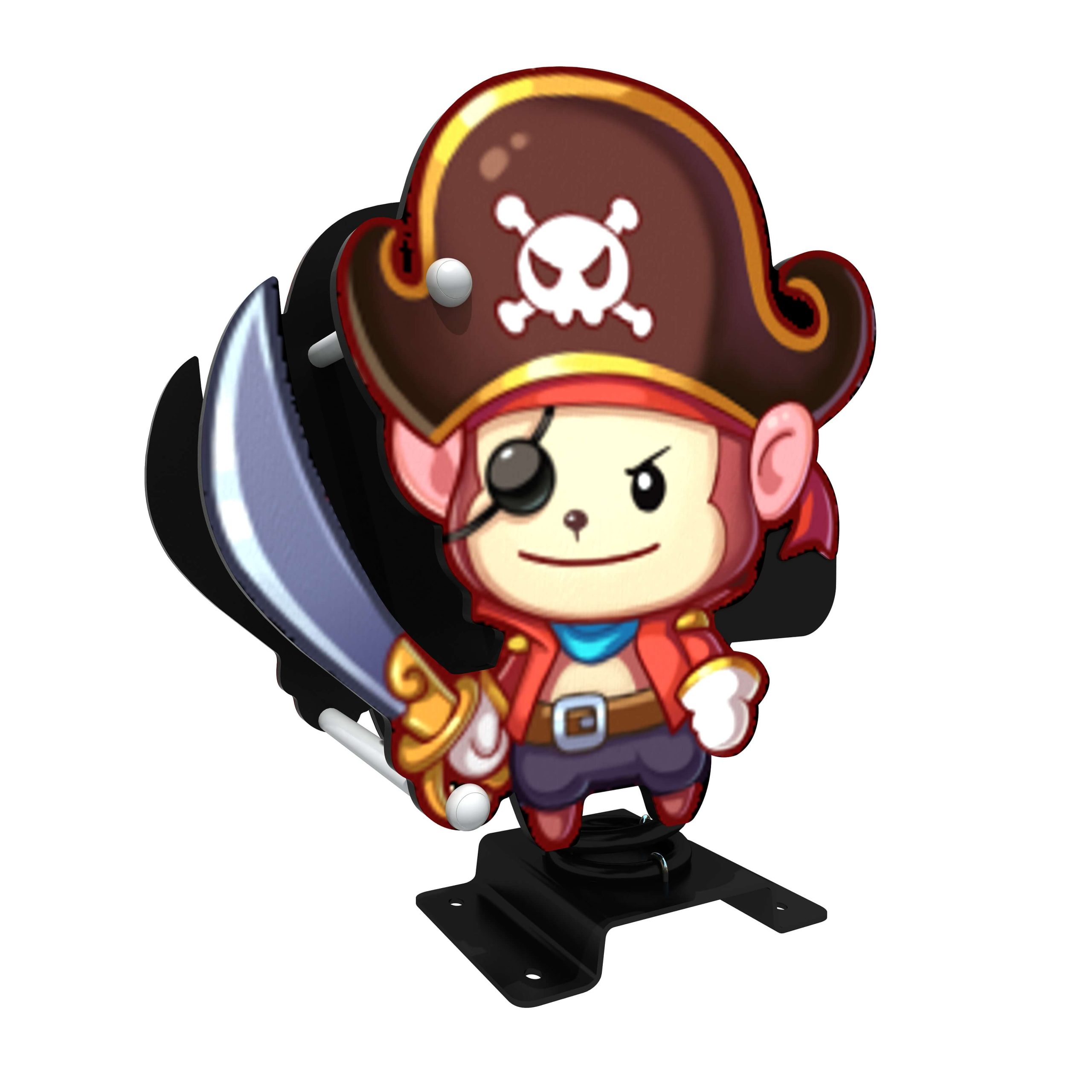 Muelle infantil con forma de capitán pirata sobre resorte metálico