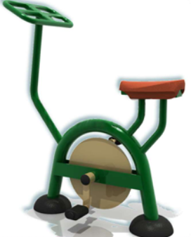 Bicicleta estática de ejercicio al aire libre con estructura metálica y diseño ergonómico