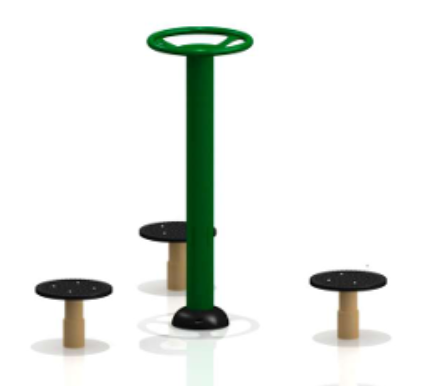 Equipo de ejercicio al aire libre con plataformas giratorias para movimiento de cintura y equilibrio