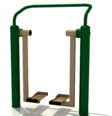 Máquina de ejercicio al aire libre tipo ski con pedales móviles y pasamanos curvo