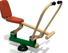 Máquina de ejercicio al aire libre tipo remo con asiento ergonómico y brazos articulados