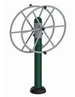 Timón doble de ejercicio al aire libre con aros metálicos giratorios